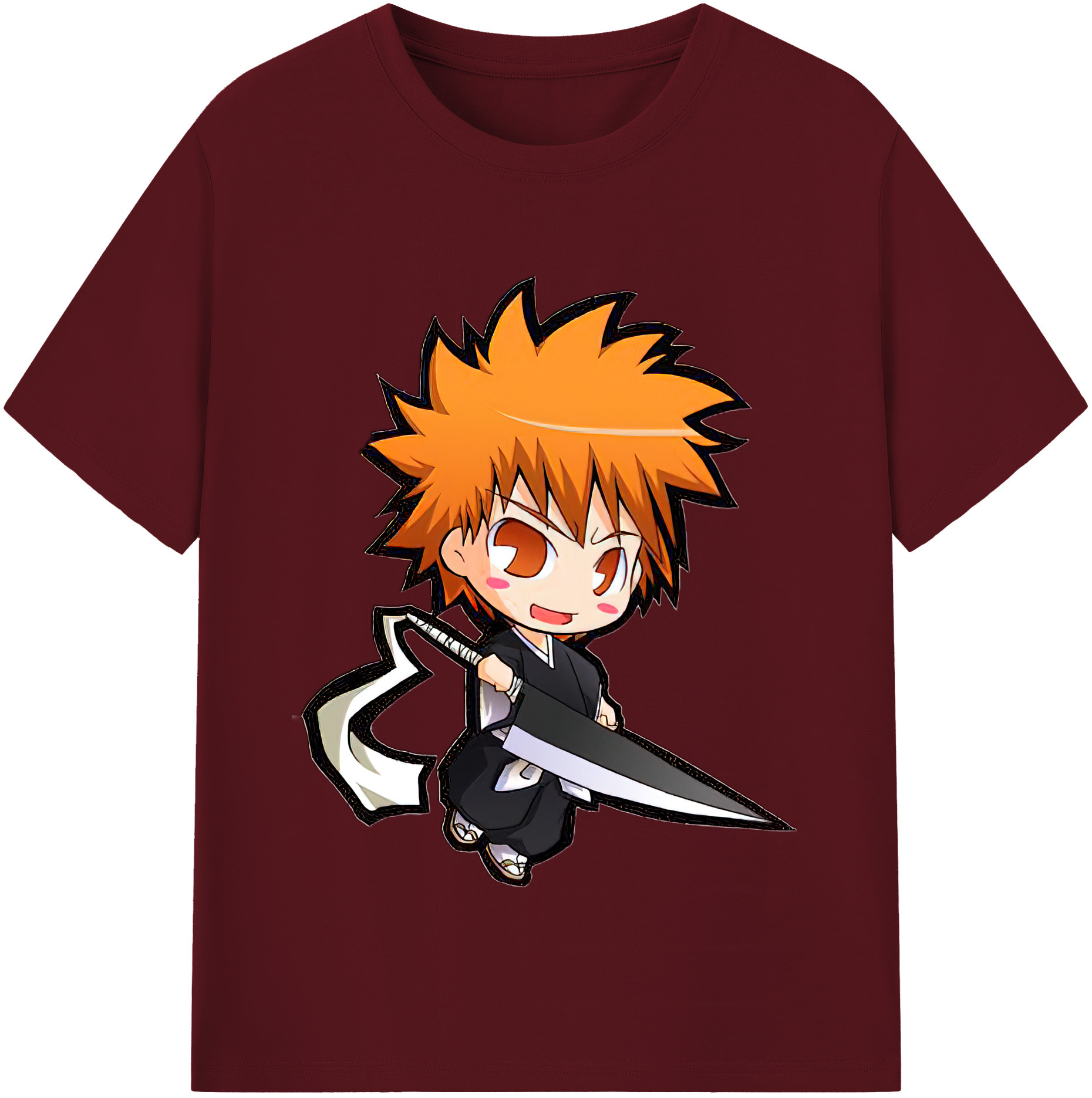 （画像用） ブリーチ 黒崎一護（くろさき いちご）BLEACH Kurosaki Ichigo 綿100％半袖Tシャツ（フロントプリント）